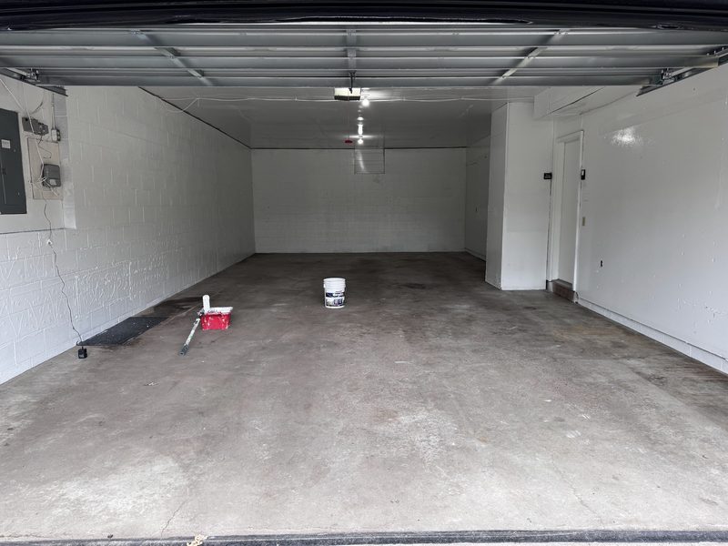 Garage interior with freshly painted walls
